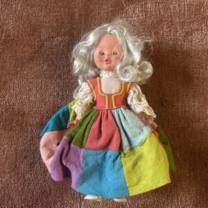 Vintage Anita Furga Doll Colorful Dress Blonde Hair